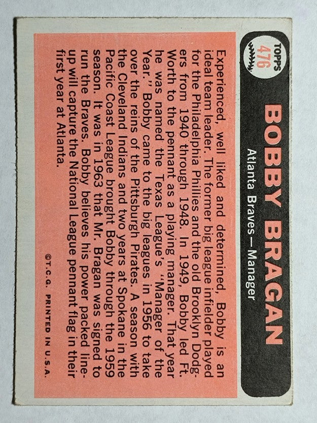 1966 Topps #476 Bobby Bragan MG (EX)