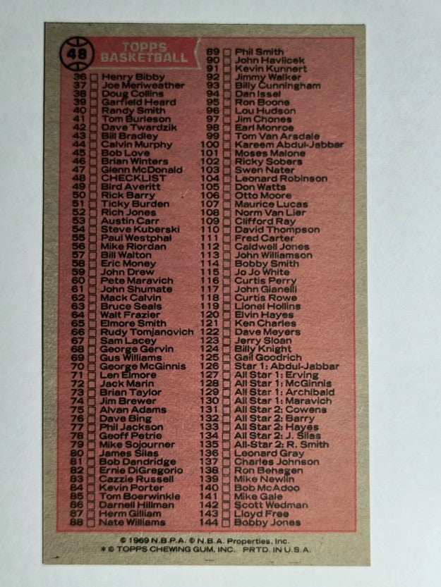 1976-77 Topps #48 Checklist 1-144 (NMMT)