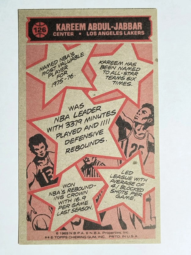 1976-77 Topps #126 Kareem Abdul-Jabbar AS (NM)