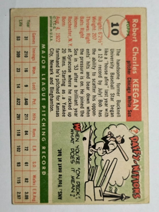 1955 Topps #10 Bob Keegan (VGEX)