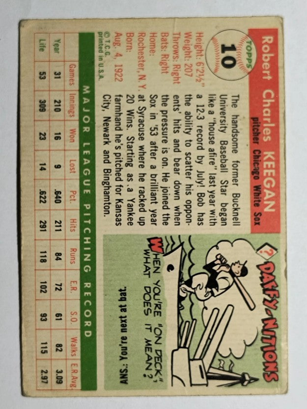 1955 Topps #10 Bob Keegan (VG)