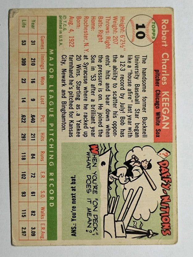 1955 Topps #10 Bob Keegan (VG)