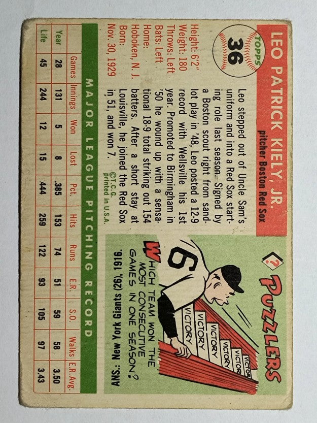 1955 Topps #36 Leo Kiely (GOOD)