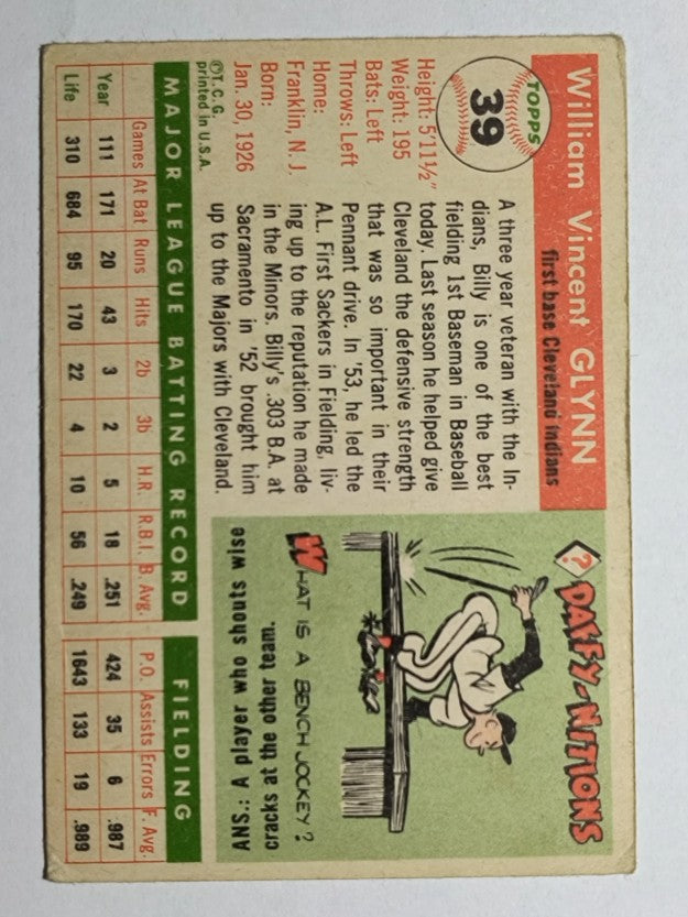 1955 Topps #39 Bill Glynn (GOOD)