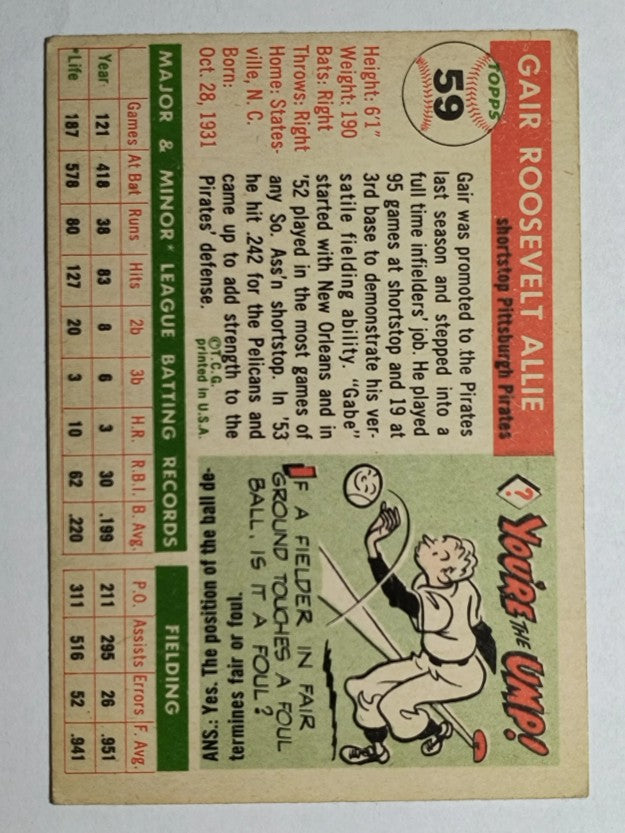 1955 Topps #59 Gair Allie (VG)