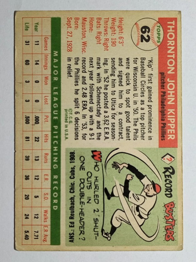 1955 Topps #62 Thornton Kipper (VGEX)