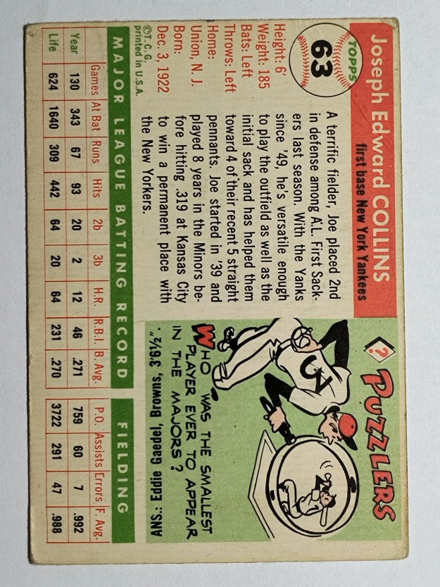 1955 Topps #63 Joe Collins (VG)