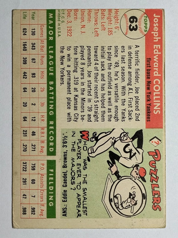 1955 Topps #63 Joe Collins (VG)