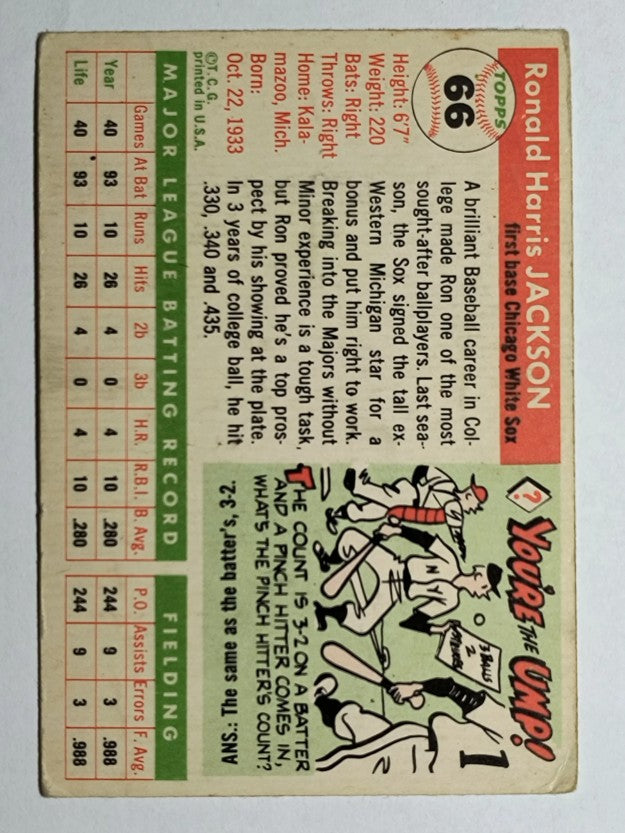 1955 Topps #66 Ron Jackson RC (GOOD)