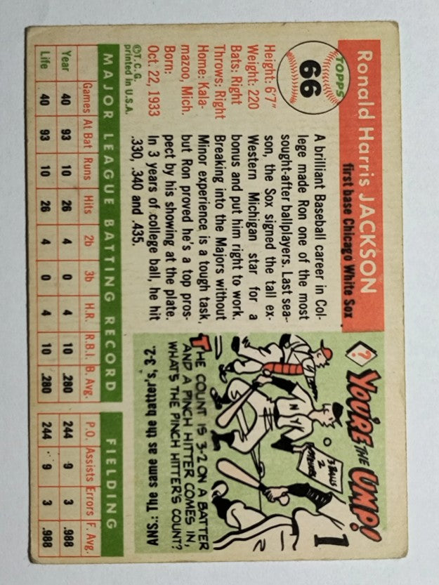 1955 Topps #66 Ron Jackson RC (VG)