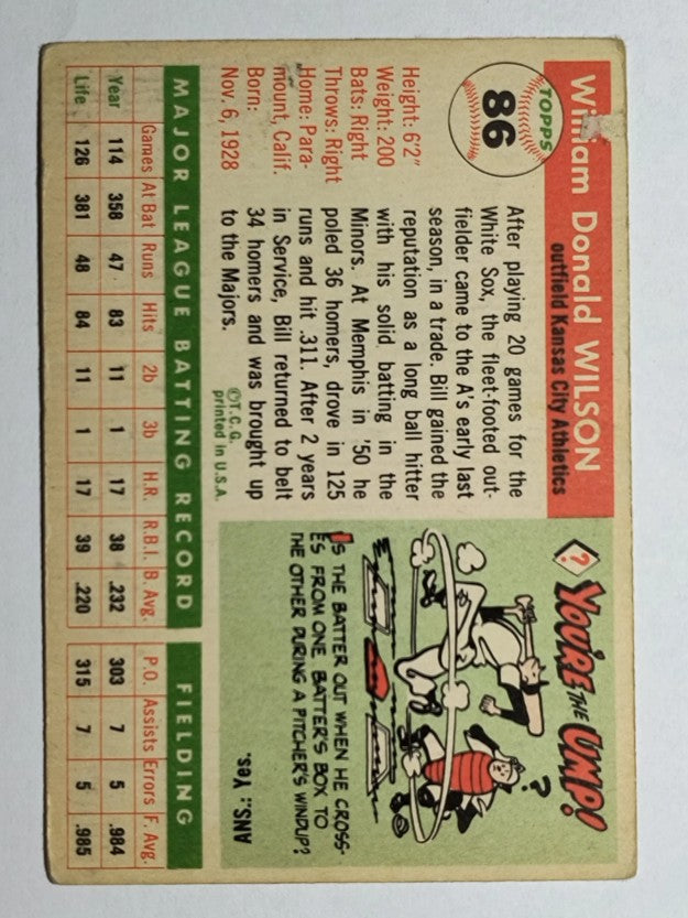 1955 Topps #86 Bill Wilson (VG)