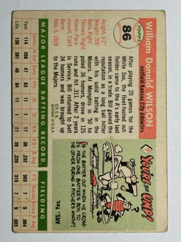 1955 Topps #86 Bill Wilson (VG)