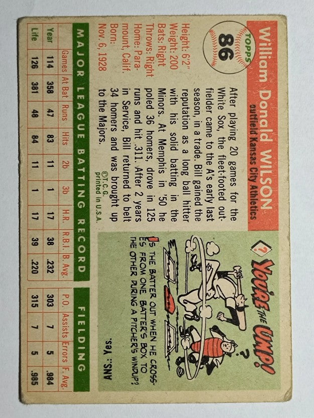 1955 Topps #86 Bill Wilson (VG)