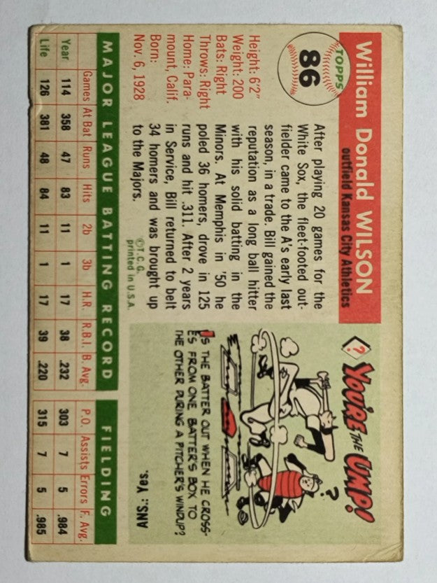 1955 Topps #86 Bill Wilson (VG)