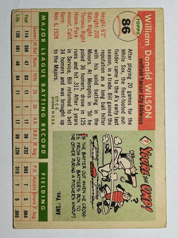 1955 Topps #86 Bill Wilson (VG)