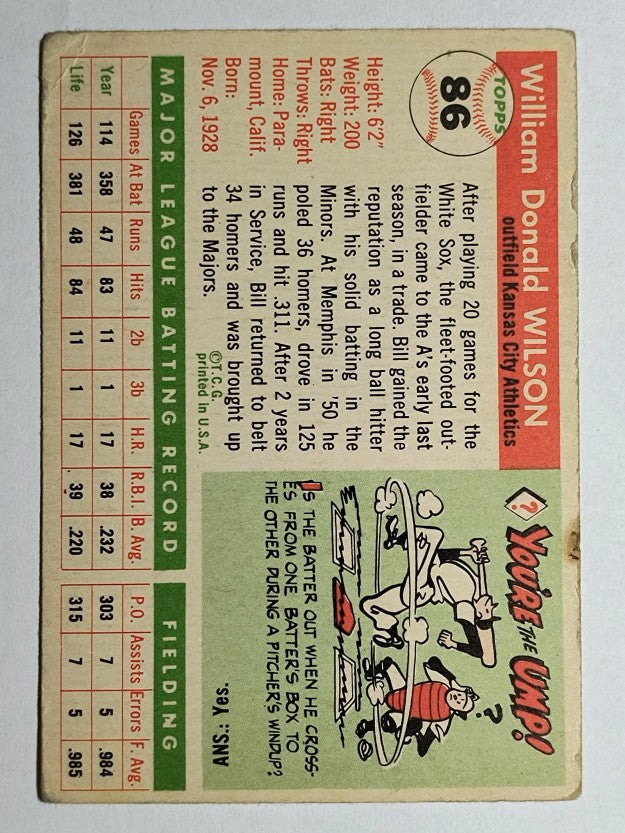 1955 Topps #86 Bill Wilson (VG)