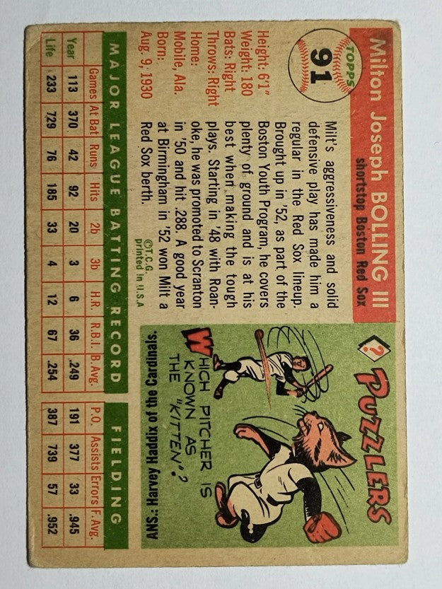 1955 Topps #91 Milt Bolling (VG)