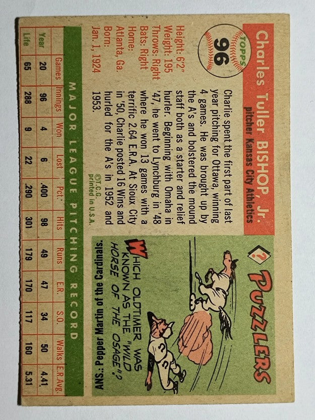 1955 Topps #96 Chuck Bishop (VGEX)