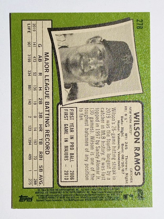 2020 Topps Heritage #278 Wilson Ramos