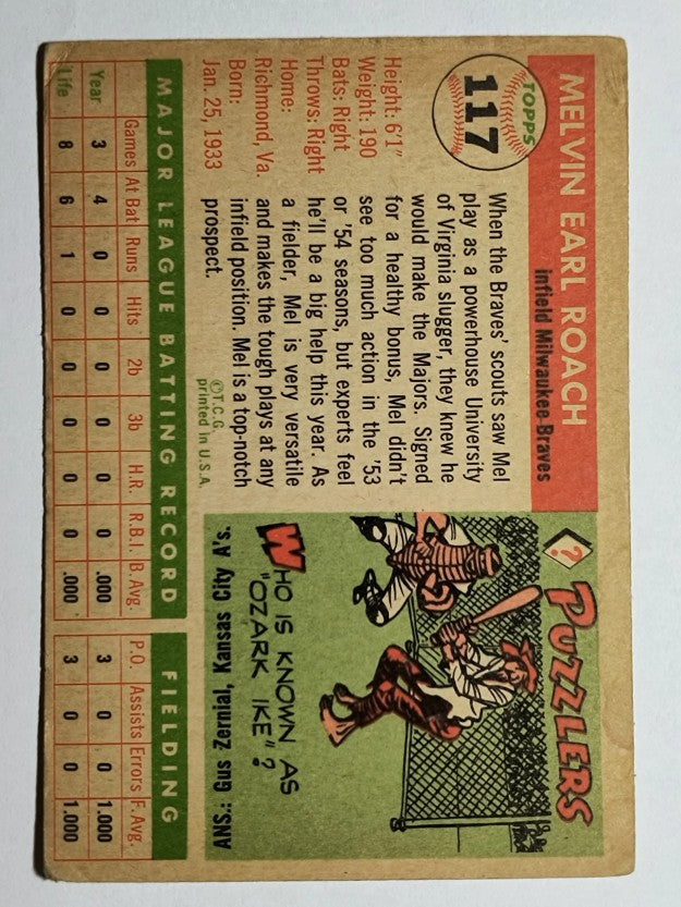 1955 Topps #117 Mel Roach (VG)