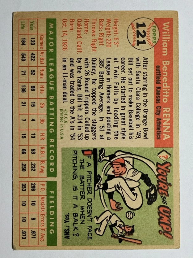 1955 Topps #121 Bill Renna (VGEX)