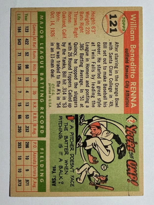 1955 Topps #121 Bill Renna (VG)