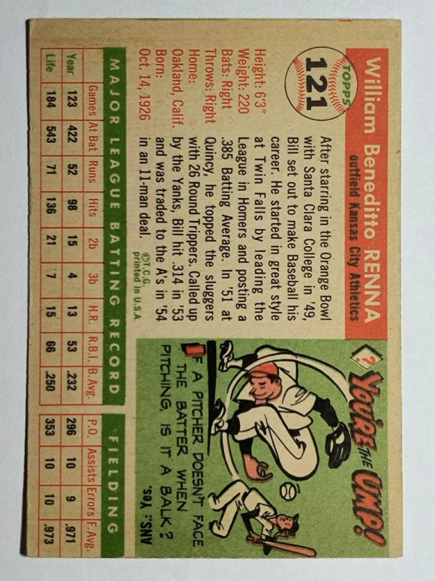 1955 Topps #121 Bill Renna (VGEX)
