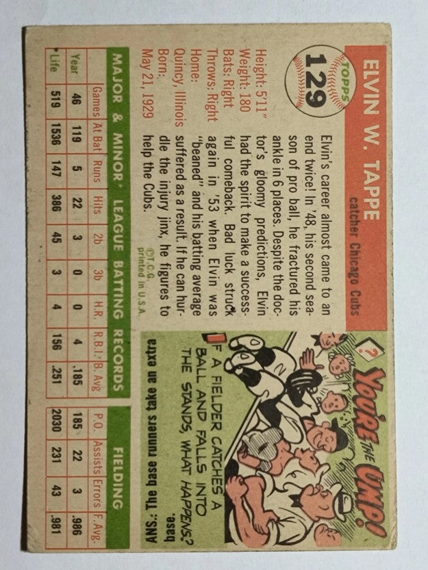1955 Topps #129 Elvin Tappe (VG)