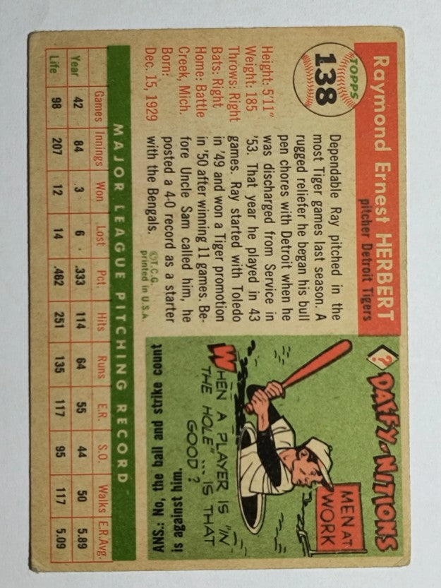 1955 Topps #138 Ray Herbert (VG)