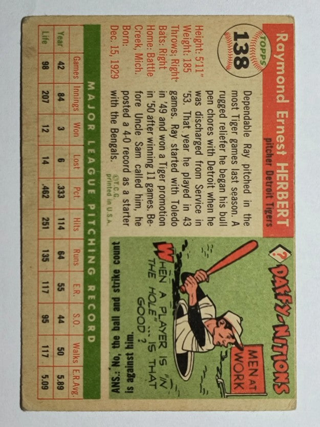 1955 Topps #138 Ray Herbert (VG)
