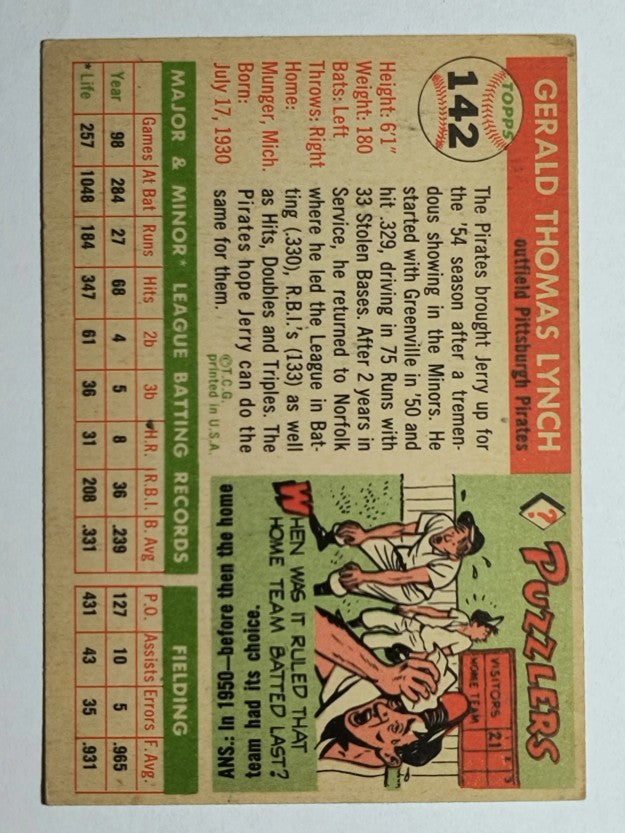 1955 Topps #142 Jerry Lynch (VGEX)
