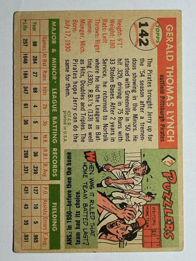 1955 Topps #142 Jerry Lynch (VG)