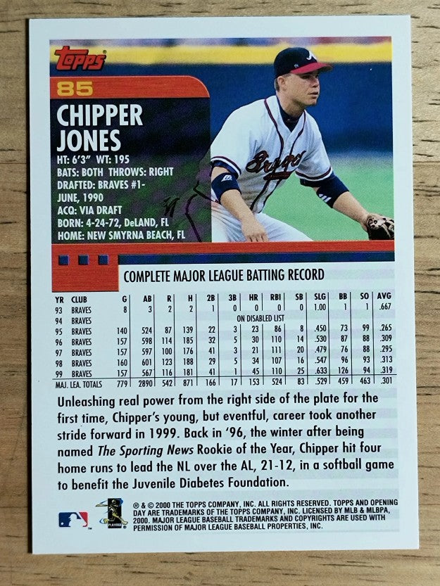 2000 Topps Opening Day #85 Chipper Jones