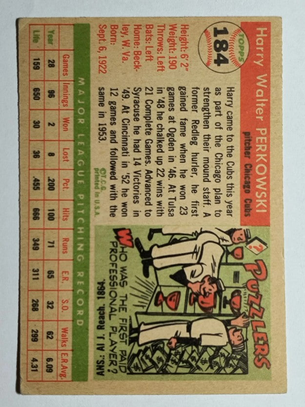 1955 Topps #184 Harry Perkowski (EX)