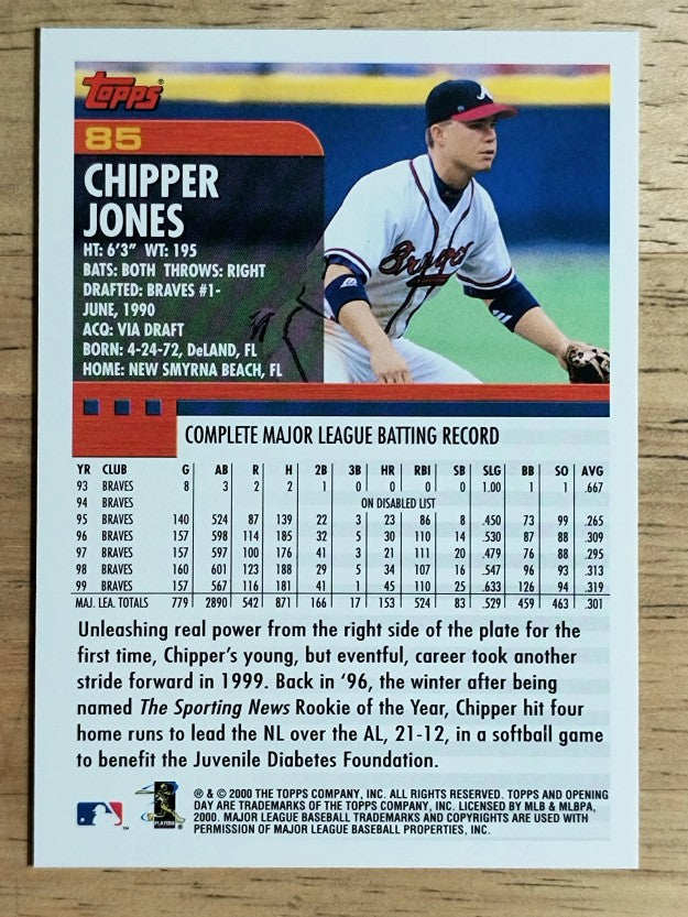 2000 Topps Opening Day #85 Chipper Jones