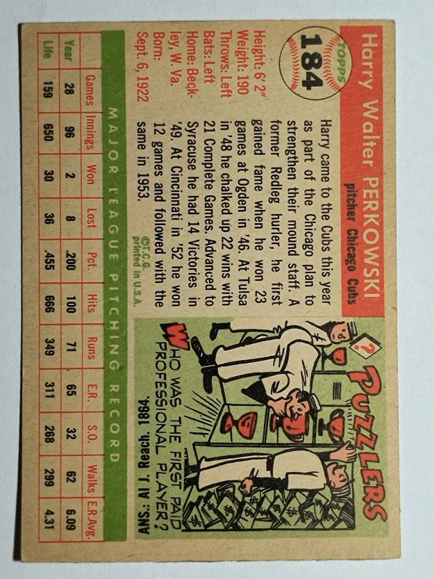 1955 Topps #184 Harry Perkowski (EXMT)