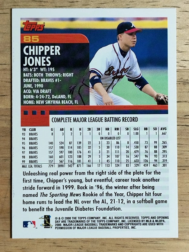 2000 Topps Opening Day #85 Chipper Jones