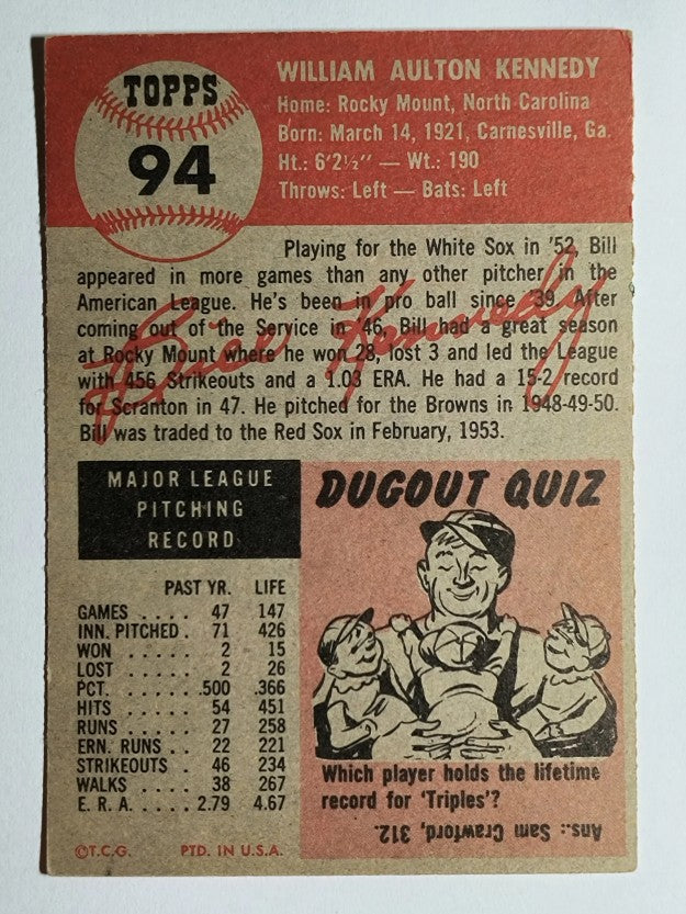 1953 Topps #94 Bill Kennedy (EX)
