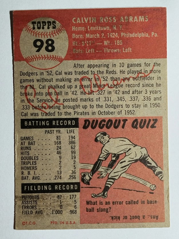 1953 Topps #98 Cal Abrams (VGEX)