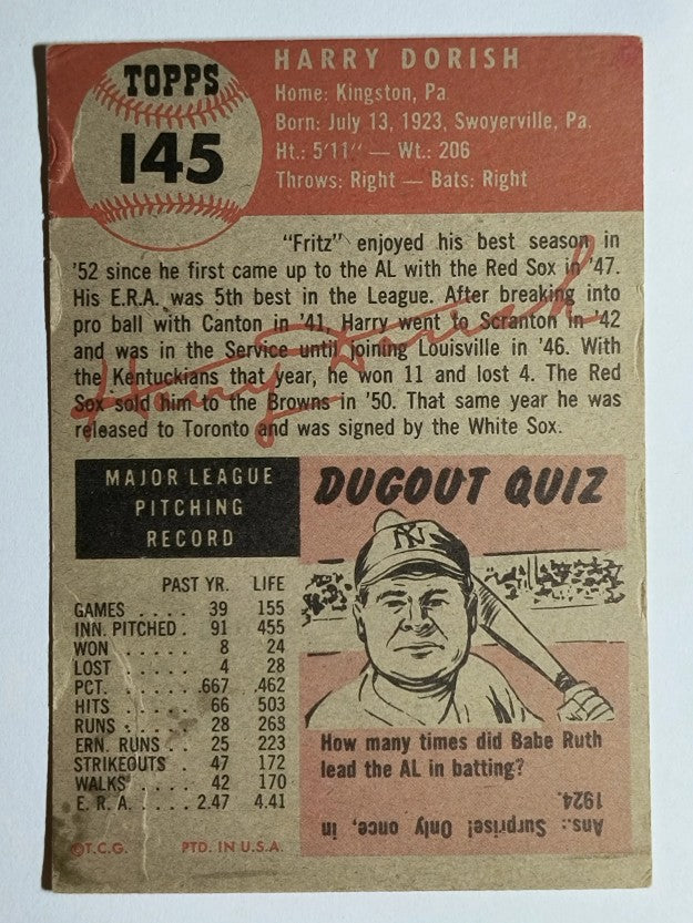 1953 Topps #145 Harry Dorish (VG)
