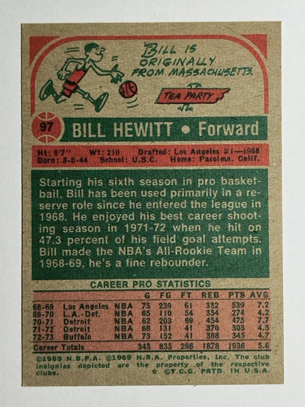 1973-74 Topps #97 Bill Hewitt (EXMT)