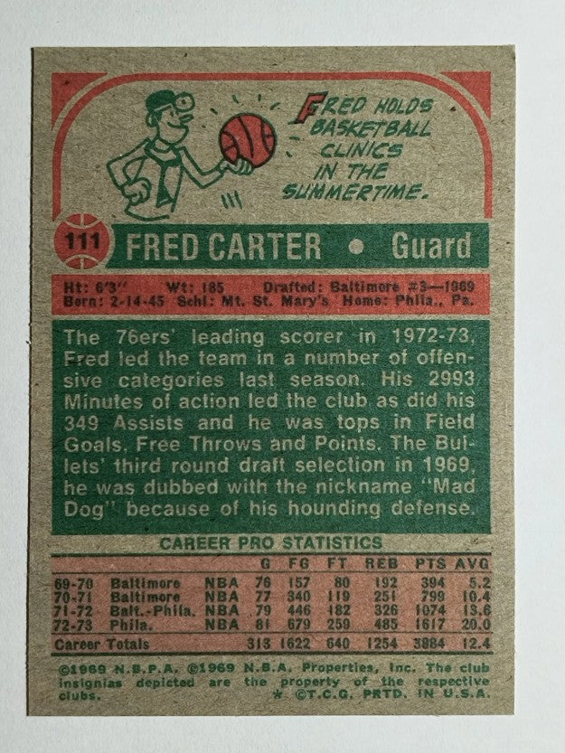 1973-74 Topps #111 Fred Carter (NM)