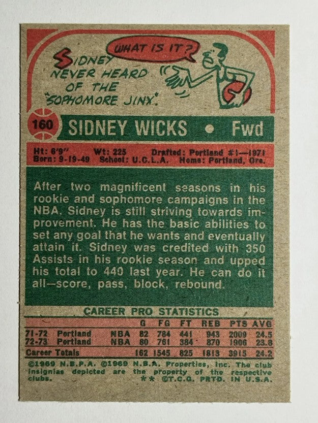 1973-74 Topps #160 Sidney Wicks (EXMT)