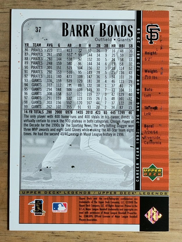 2000 Upper Deck Legends #37 Barry Bonds