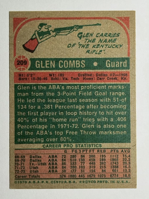 1973-74 Topps #209 Glen Combs (EXMT)