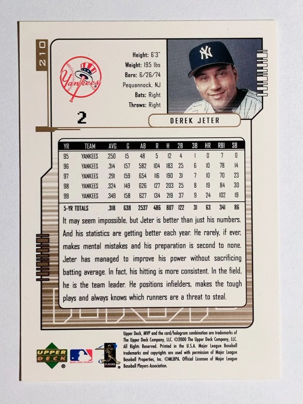 2000 Upper Deck MVP #210 Derek Jeter