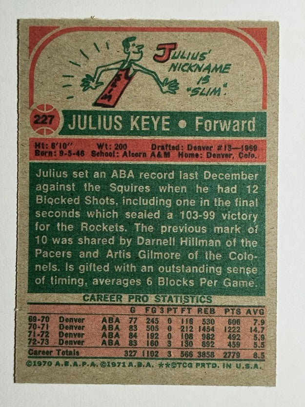 1973-74 Topps #227 Julius Keye (EXMT)