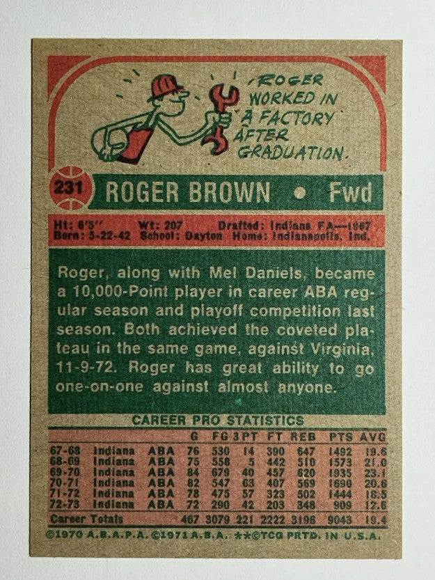 1973-74 Topps #231 Roger Brown (NM)