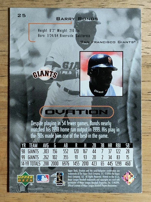 2000 Upper Deck Ovation #25 Barry Bonds