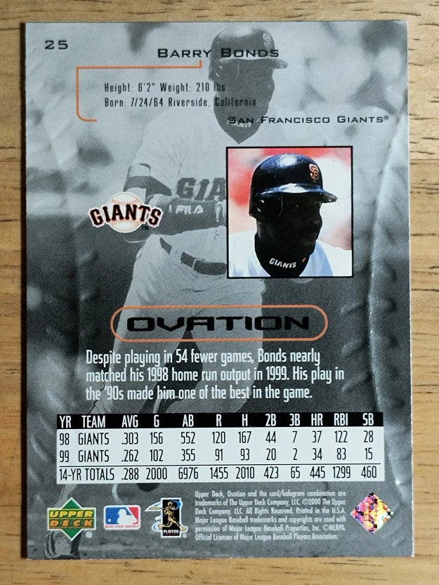 2000 Upper Deck Ovation #25 Barry Bonds